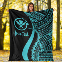 Hawaii Custom Personalised Premium Blanket - Turquoise Polynesian Tentacle Tribal Pattern - Polynesian Pride