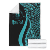 Niue Custom Personalised Premium Blanket - Turquoise Polynesian Tentacle Tribal Pattern - Polynesian Pride