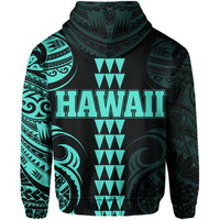 Kanaka Map Polynesian Kakau Hoodie (Zip up) Turquoise - Polynesian Pride