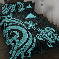 Tokelau Quilt Bed Set - Turquoise Tentacle Turtle Turquoise - Polynesian Pride