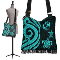 Tonga Boho Handbag - Turquoise Tentacle Turtle - Polynesian Pride