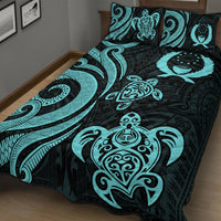 Pohnpei Quilt Bed Set - Turquoise Tentacle Turtle - Polynesian Pride