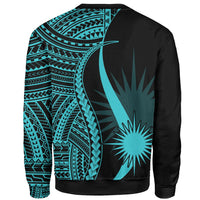 Marshall Islands Custom Personalised Sweatshirt - Turquoise Polynesian Tentacle Tribal Pattern - Polynesian Pride
