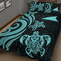Tokelau Quilt Bed Set - Turquoise Tentacle Turtle - Polynesian Pride