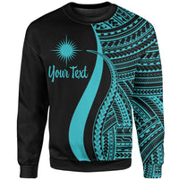 Marshall Islands Custom Personalised Sweatshirt - Turquoise Polynesian Tentacle Tribal Pattern Unisex Turquoise - Polynesian Pride