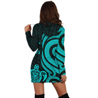 Vanuatu Women Hoodie Dress - Turquoise Tentacle Turtle - Polynesian Pride
