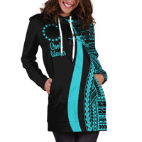 Cook Islands Women's Hoodie Dress - Turquoise Polynesian Tentacle Tribal Pattern - Polynesian Pride