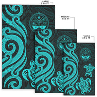 Marshall Islands Area Rug - Turquoise Tentacle Turtle Crest - Polynesian Pride