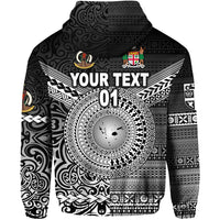 Custom Vanuatu Fiji Zip Hoodie Together Black, Custom Text and Number LT8 - Polynesian Pride