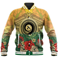 Vanuatu Polynesian Hibiscus Baseball Jacket LT10 Unisex Yellow - Polynesian Pride