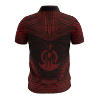 Vanuatu Polo Shirt Vanuatuan Coat Of Arms Polynesian Chief Tattoo Red Version - Polynesian Pride