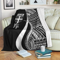 Fiji Premium Blanket - White Polynesian Tentacle Tribal Pattern - Polynesian Pride