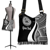 American Samoa Custom Personalised Boho Handbag - White Polynesian Tentacle Tribal Pattern - Polynesian Pride
