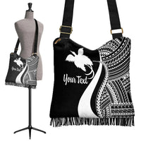 Papua New Guinea Custom Personalised Boho Handbag - White Polynesian Tentacle Tribal Pattern - Polynesian Pride