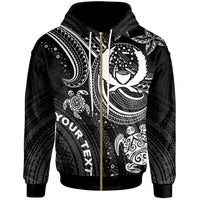 Pohnpei Custom Zip up Hoodie White Turtle Unisex White - Polynesian Pride