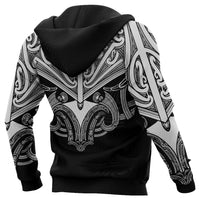 Maori Tattoo Zip Hoodie Hei Matau Abalone White - Polynesian Pride