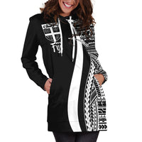 Fiji Women's Hoodie Dress - White Polynesian Tentacle Tribal Pattern - Polynesian Pride