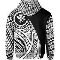 Hawaii Kanaka Polynesian Hoodie Tatoo Style White - Polynesian Pride