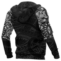New Zealand Hoodie, Maori Tattoo Wolf Dragon Pullover Hoodie White - Polynesian Pride
