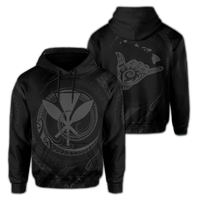 Polynesian Kanaka Shaka Map of Hawaii Hoodie Gray Unisex Gray - Polynesian Pride