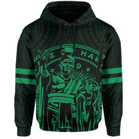 Polynesian King Kanaka Map Seal of Hawaii Hoodie Green - Polynesian Pride