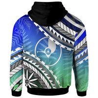 Yap Hoodie Palm Leaf Texture Blue Gradient - Polynesian Pride