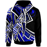 Yap Hoodie Tribal Flower Special Pattern Blue Color Unisex Blue - Polynesian Pride