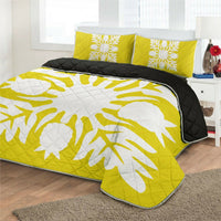 Hawaiian Royal Pattern Quilt Bed Set - Yellow - N1 Style - AH - Polynesian Pride