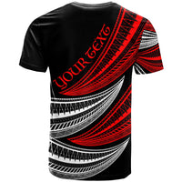 Samoa Custom T Shirt Wave Pattern Alternating Red Color - Polynesian Pride