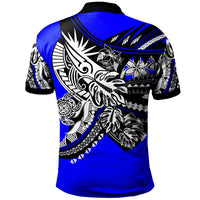 Samoa Polo Shirt Tribal Jungle Blue Pattern - Polynesian Pride