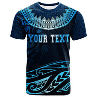 Tuvalu Custom T Shirt Serrated Pattern Blue Color - Polynesian Pride