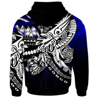 Pohnpei Zip Hoodie Tribal Jungle Pattern Blue Color - Polynesian Pride