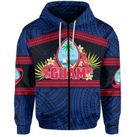 Guam Rugby Polynesian Patterns Zip Hoodie Unisex Blue - Polynesian Pride