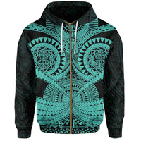 Polynesian Tattoo All Over Print Zip Hoodie Turquoise 2 Unisex Blue - Polynesian Pride