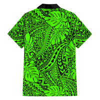 Green Hawaii Family Matching Off Shoulder Maxi Dress And Hawaiian Shirt Tribal Art LT14 - Polynesian Pride
