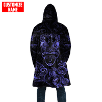 Maori Rugby Haka Aotearoa New Zealand Silver Fern Paua Shell Printed Cloak Purple Color - Polynesian Pride