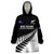 Personalised New Zealand Silver Fern Rugby Wearable Blanket Hoodie All Black 2024 Go Champions Maori Pattern LT14