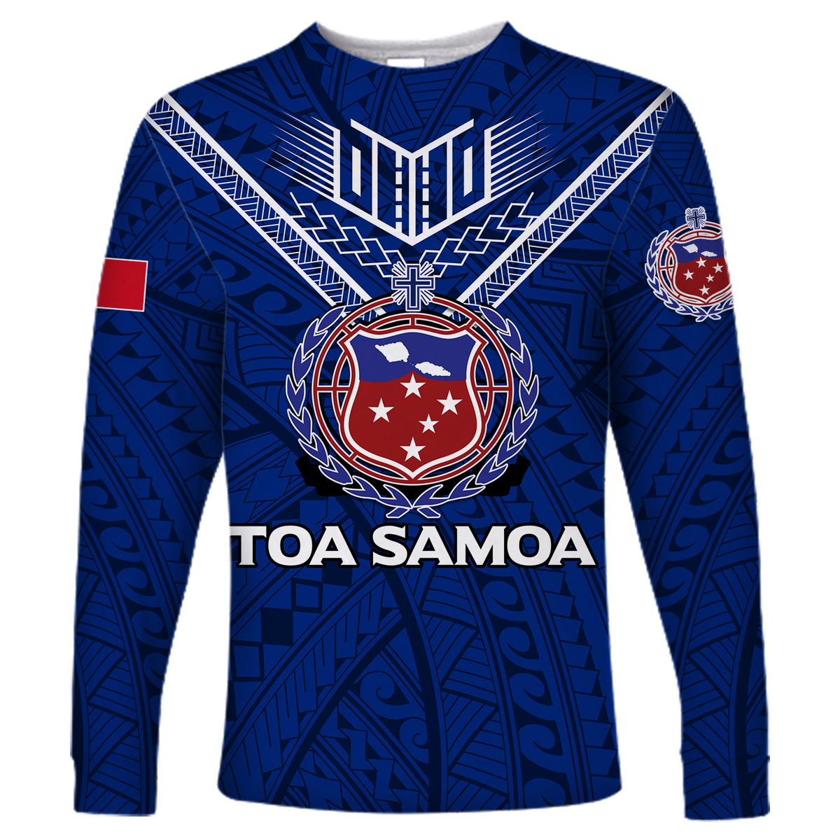 Toa Samoa Rugby Long Sleeve Shirt - Samoan Warrior Pride - LT12 Unisex Blue - Polynesian Pride