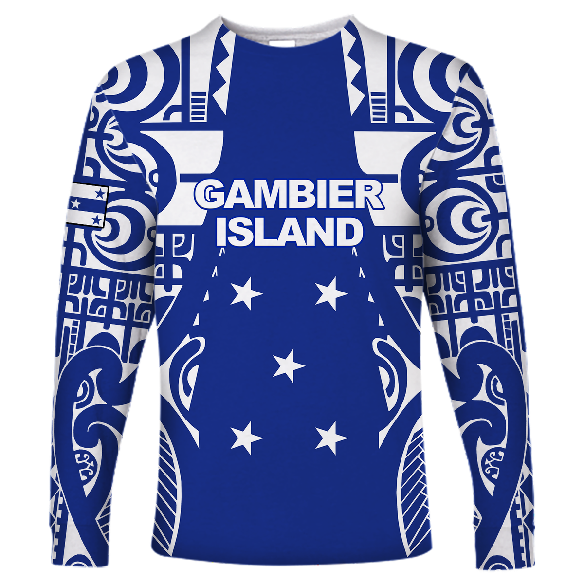 Gambier Islands Tribal Long Sleeve Shirt - LT12 Unisex Blue - Polynesian Pride