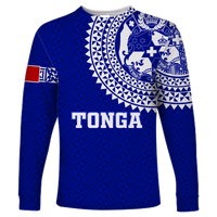 Tonga Long Sleeve Shirt Tongan Blue Turtle - LT12 Unisex Blue - Polynesian Pride