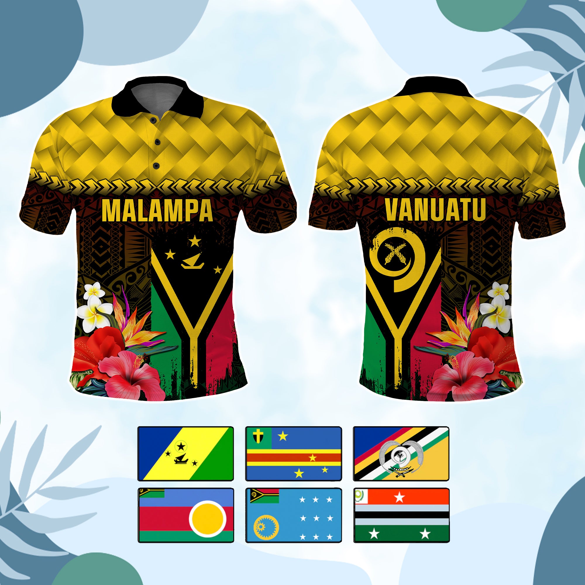 Custom Vanuatu Provinces Day Polo Shirt Polynesian Tribal Pattern Mix Flag CTM05