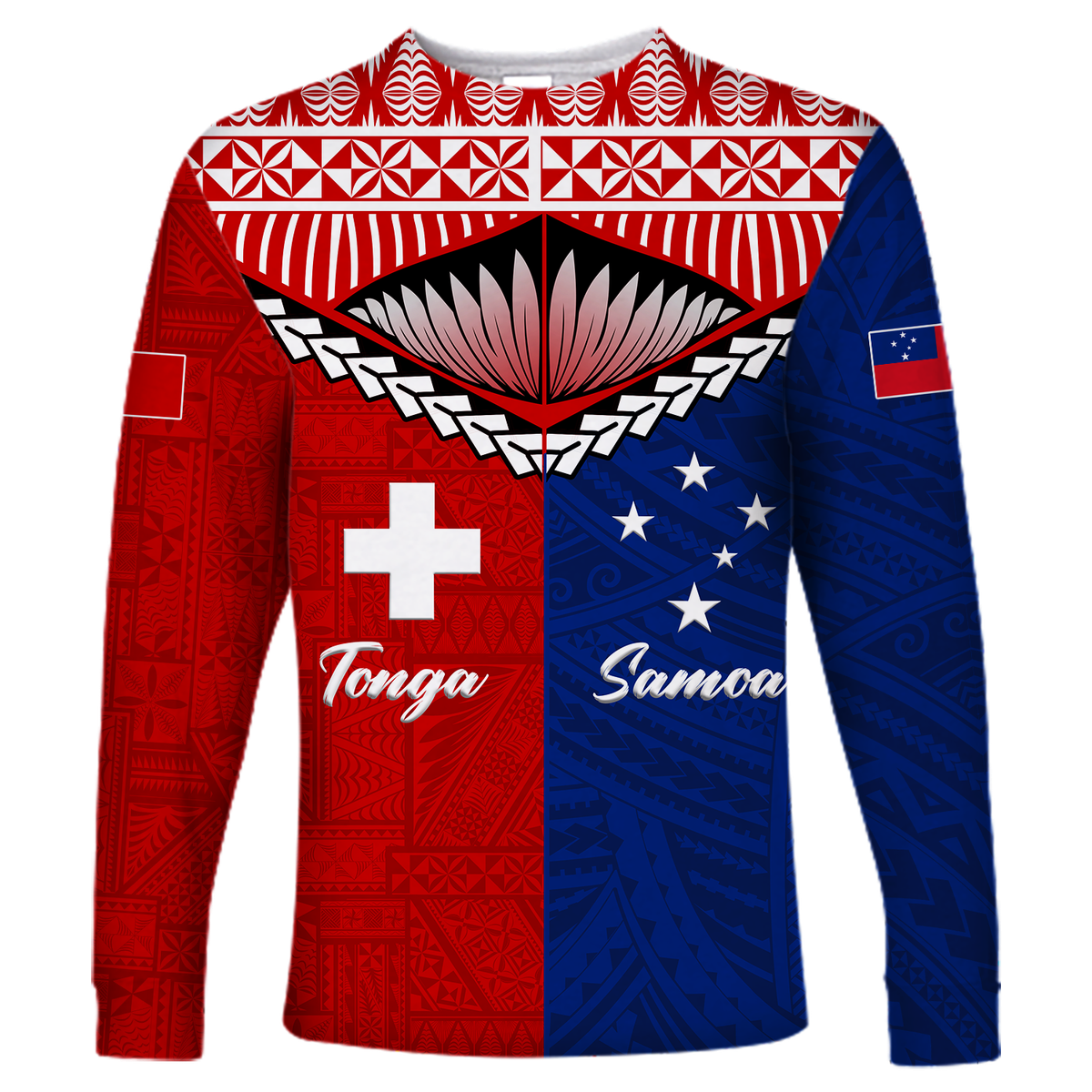 Tonga Combine Samoa Pride Long Sleeve Shirt - LT12 Unisex Red - Polynesian Pride
