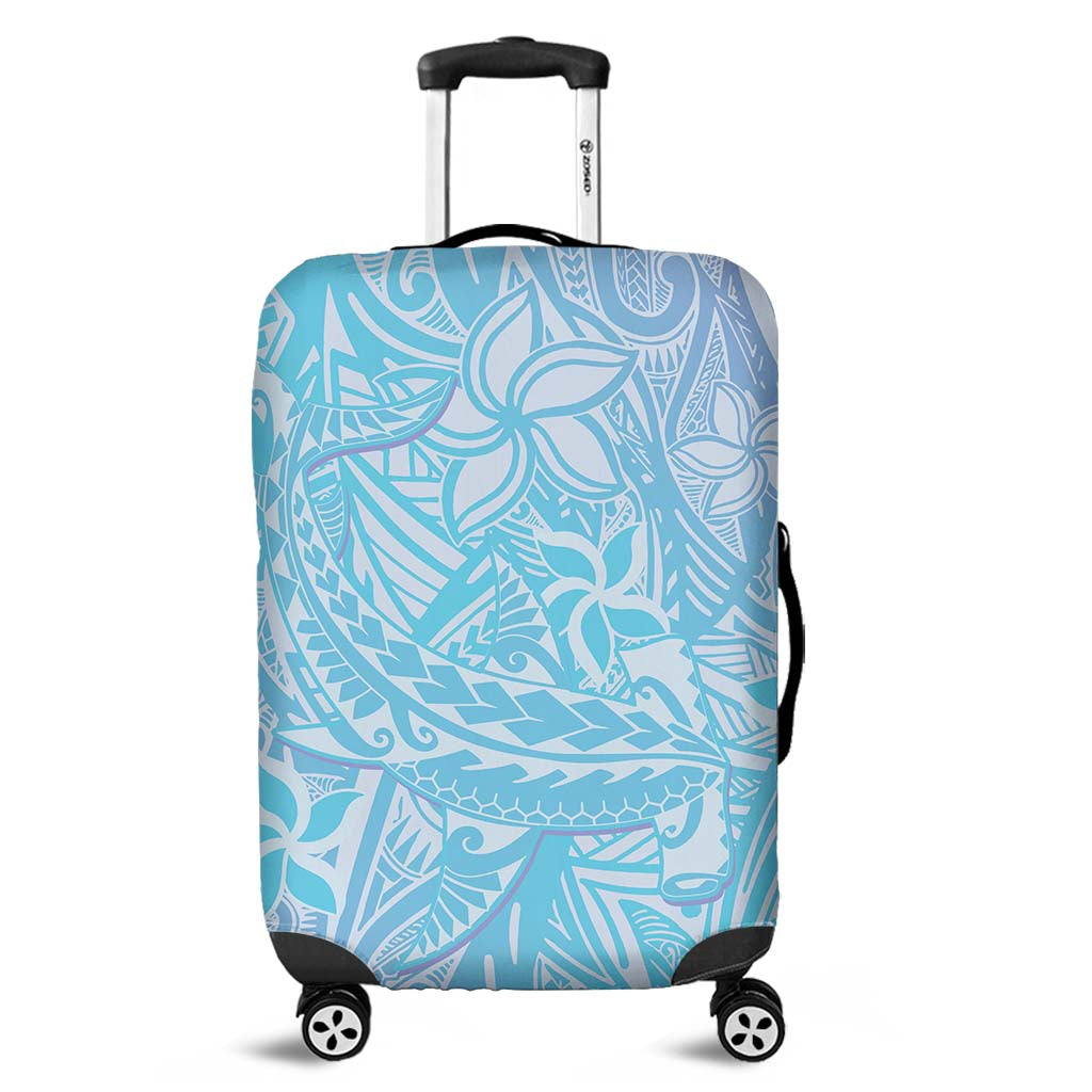 Baby Blue Gradient Polynesia Luggage Cover Hawaiian Tribal Hammerhead Shark Tattoo LT14