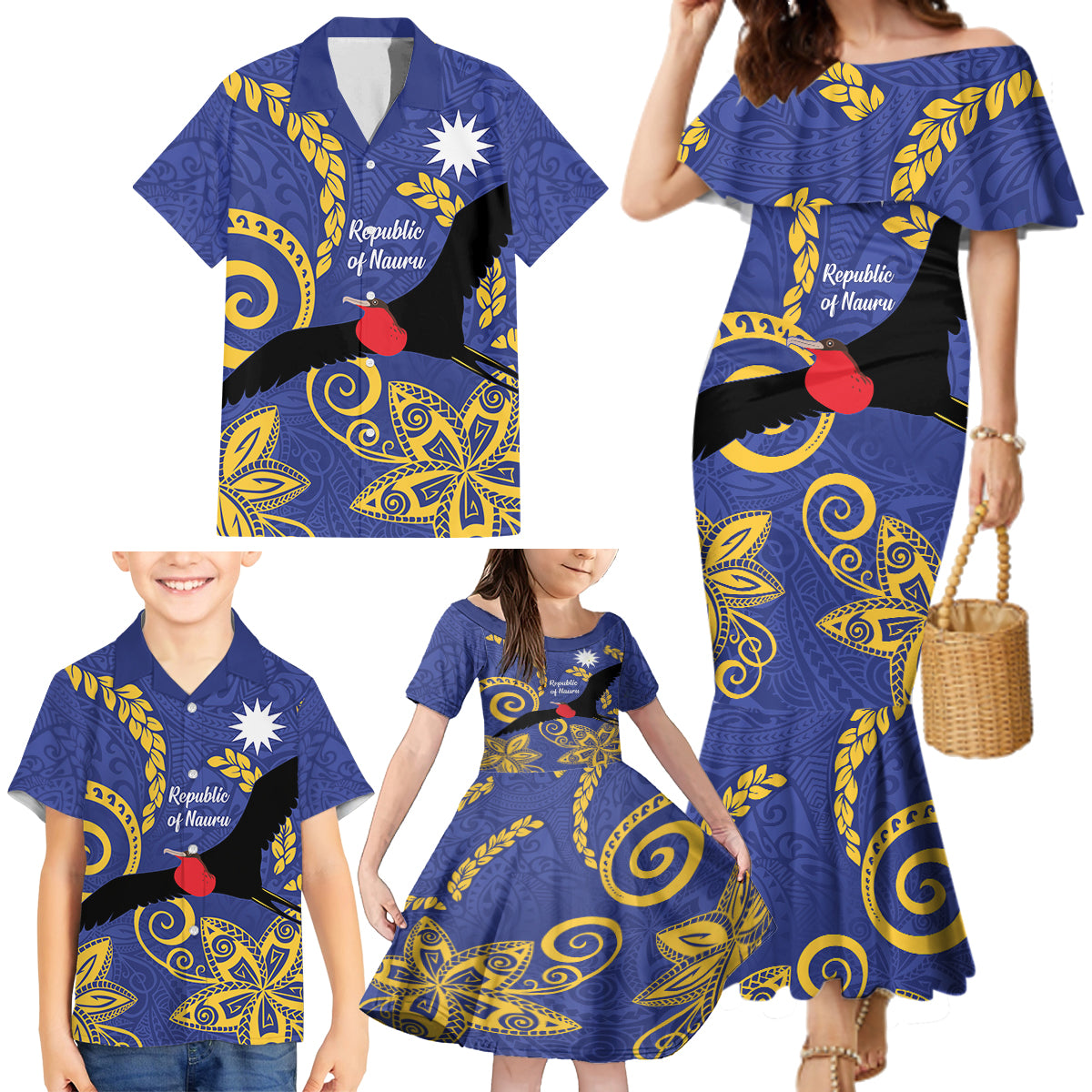 CUSTOMER REQUEST- Republic Of Nauru - 04/11/2024 - Family Matching Mermaid Dress and Hawaiian Shirt - LT14