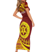 Personalised Tonga High School Short Sleeve Bodycon Dress Happy 77 Years Anniversary LT14