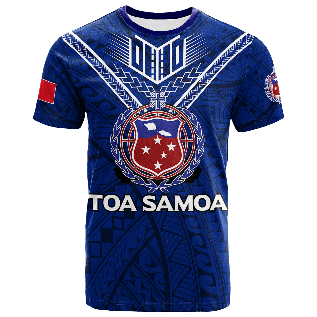 Toa Samoa Samoan Warrior – Custom Rugby T-Shirt – LT12 Blue - Polynesian Pride