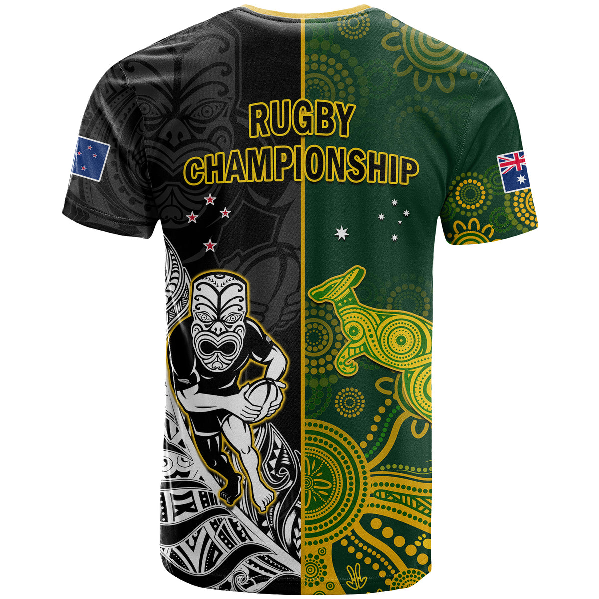 Australia Rugby Mix Aotearoa Rugby T Shirt Wallabies All Black Special Version LT14 - Polynesian Pride