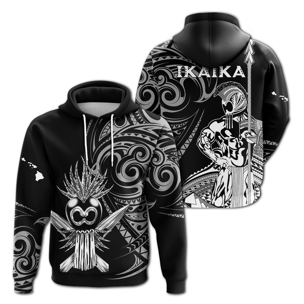Hawaii Ikaika Warrior Hoodie - LT2 Pullover Hoodie Black - Polynesian Pride