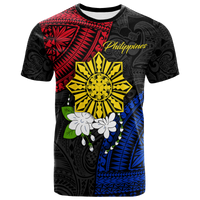 Philippines Sampaguita Filipino Sun T Shirt LT12 Unisex Black - Polynesian Pride