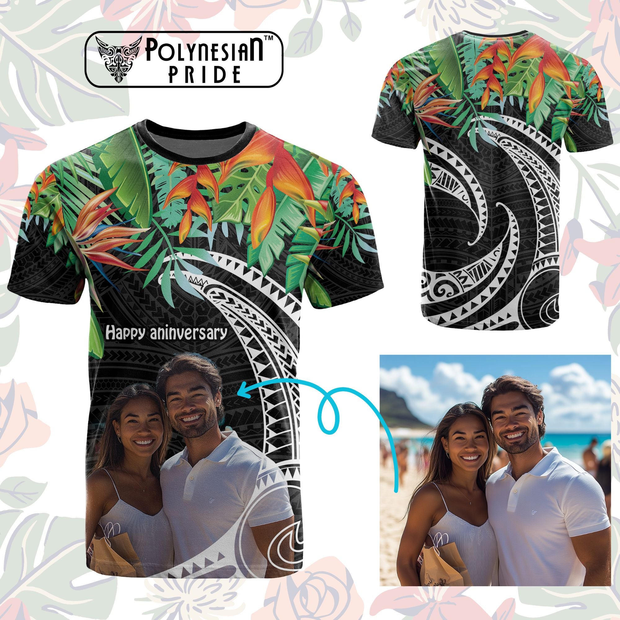 Custom Photo Polynesian Tribal Tattoo with Tropical Vibe T Shirt CTM09